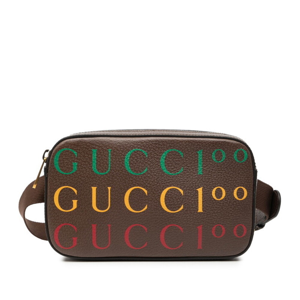 Gucci 100th Anniversary Logo Waist Bag/Body Bag 602695 Brown Leather Men's GUCCI